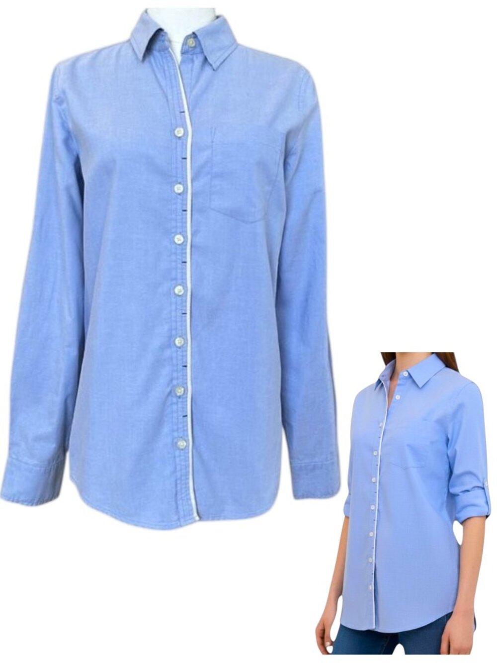Banana Republic Button-Up Shirt Sky Blue Classic Fit Size S